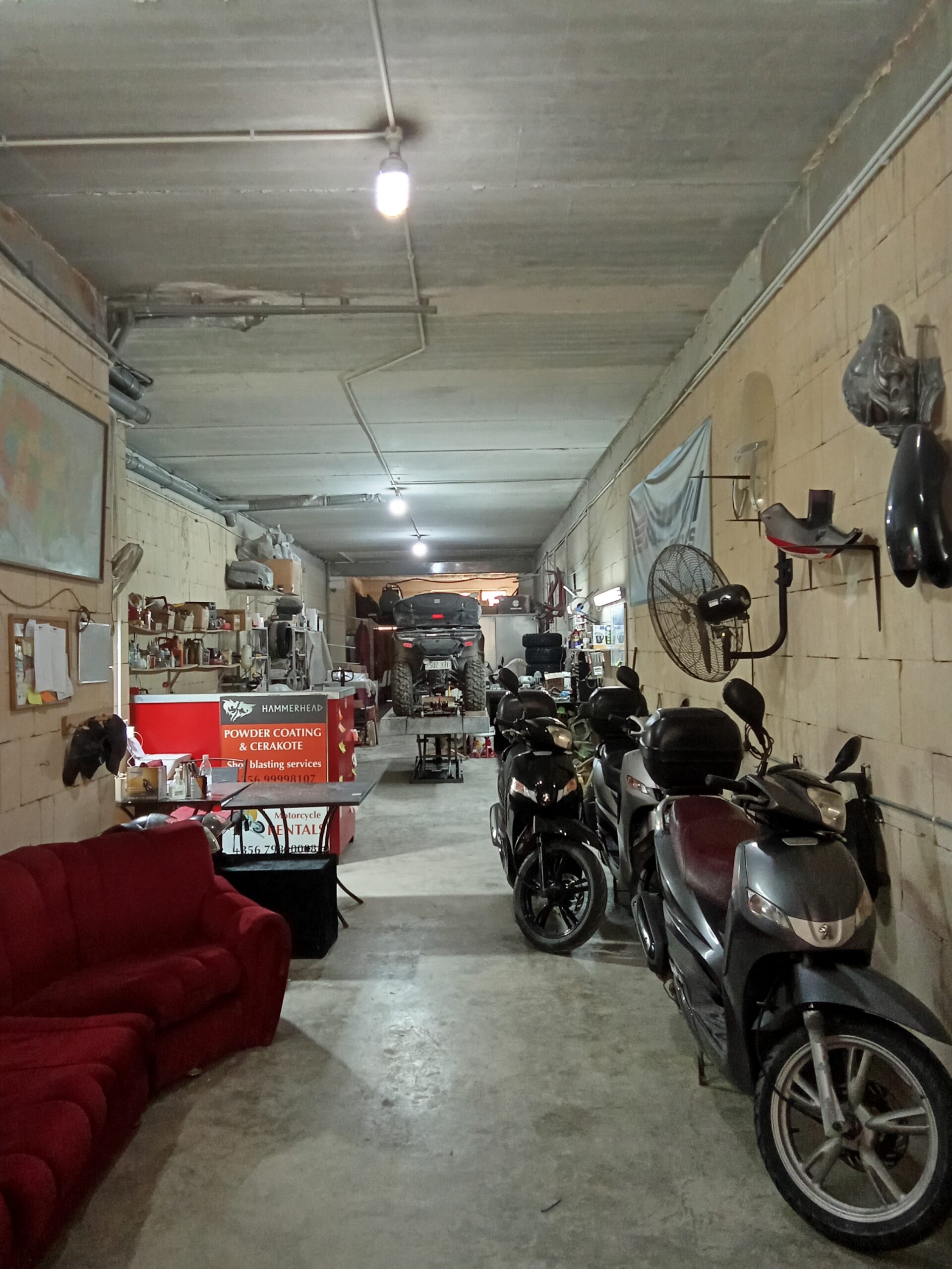 inside the garage